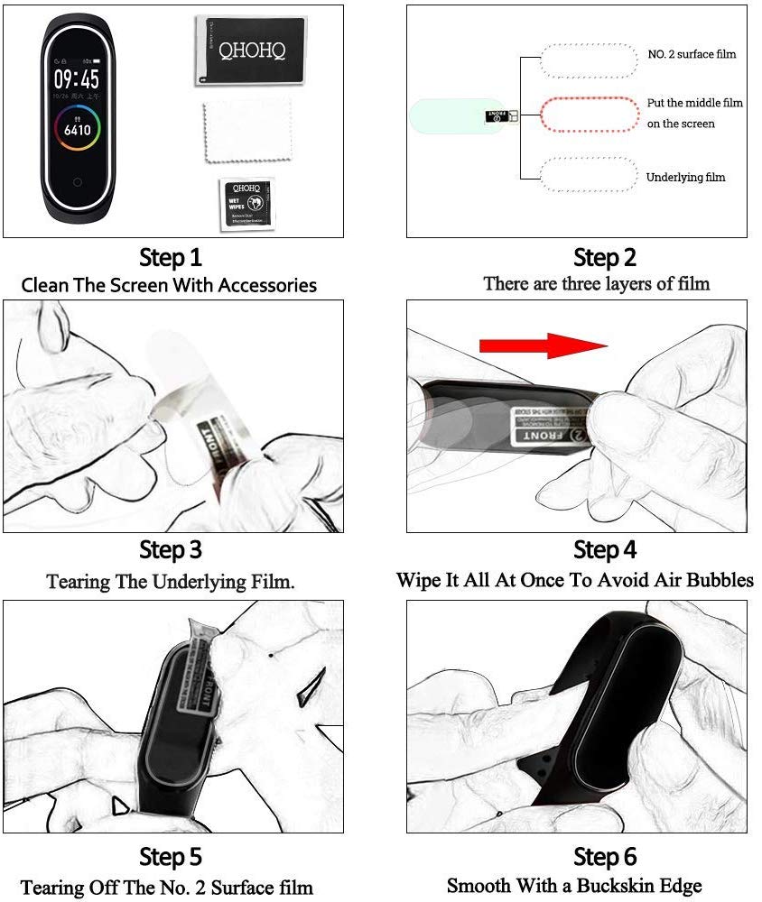 Para xiaomi mi banda 4 protetor de tela filme macio para xiaomi mi banda 4 inteligente pulseira acessórios tela cheia filme permeabilidade