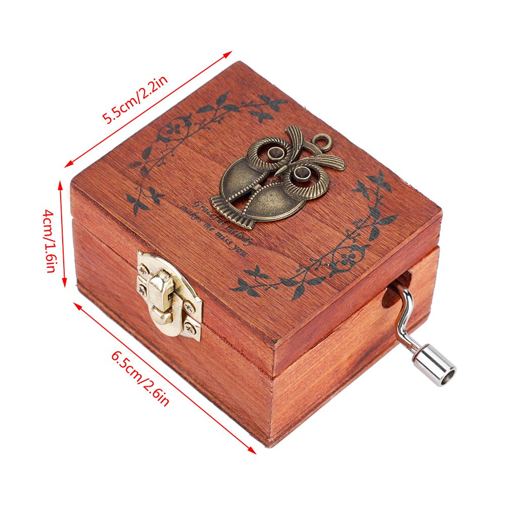 Wooden Music Box Elephant Tower Ballet Owl Engraved Crafts Toys Carving Hand Crafted Music Box For Friend Birthday: Owl