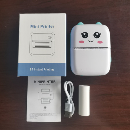 Portable thermal printer mini cat print photo pocket thermal label printer 58mm printing wireless Bluetooth Android iOS printers: PURPLE