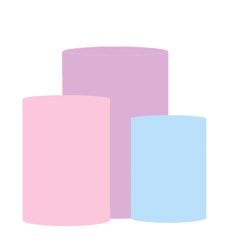 3 PCS Pink Pedestal Covers Birthday Party Decoration Gold White Fairy Tale Plinth Cover Cylinder Cover Event Props Elastic