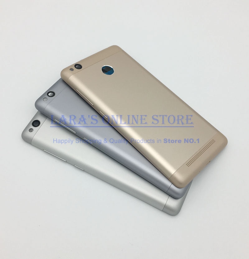 Piezas de repuesto para Xiaomi Redmi 3S / Redmi 3 Pro, cubierta trasera para la puerta de la batería, lente de cristal de la cámara y botón de volumen de encendido