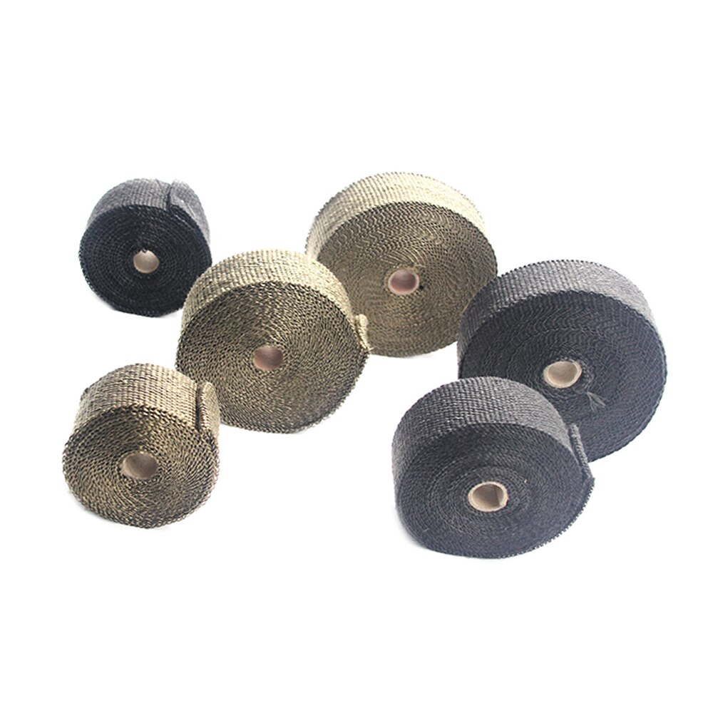 ZSDTRP 15m Titanium Temp Exhaust Heat Wrap 3 Colors Heater Resistant Downpipe Ties Car Motorcycle Tape Replacement