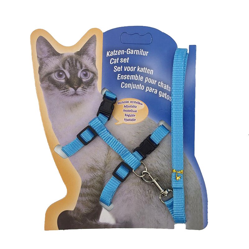 9 Kleuren Verstelbare Kat Leash Set Nylon Pet Kat Riemen Touw Voor Puppies Lopen Borstband Pet Product