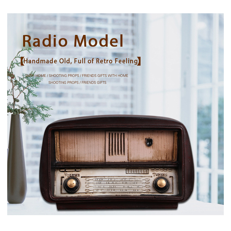 Modelo de Radio de resina de estilo europeo, Retro, adornos nostálgicos, Radio artesanal clásica para Bar, accesorios de decoración para el hogar, de imitación antigua