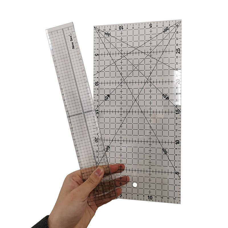 Patchwork værktøj lineal 2 stk 30*15/30*5cm regelmæssig skære lineal patchwork lineal diy lineal patchwork værktøjer studerende papirvarer hånd