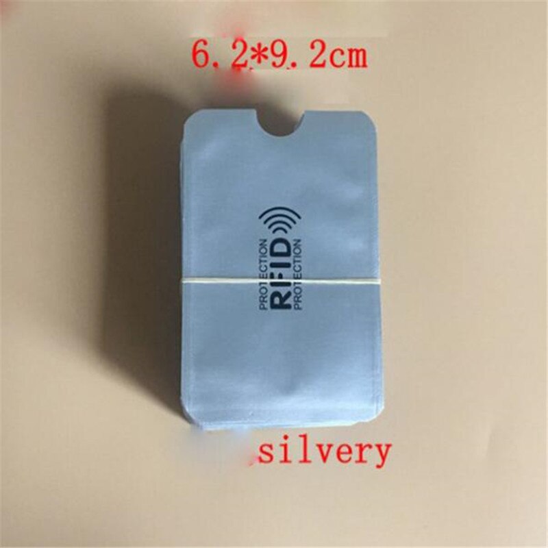 5PCS Men Anti Rfid Wallet Blocking Reader Lock Bank Card Holder Id Bank Card Case Protection Metal Credit NFC Holder Aluminium: Silver