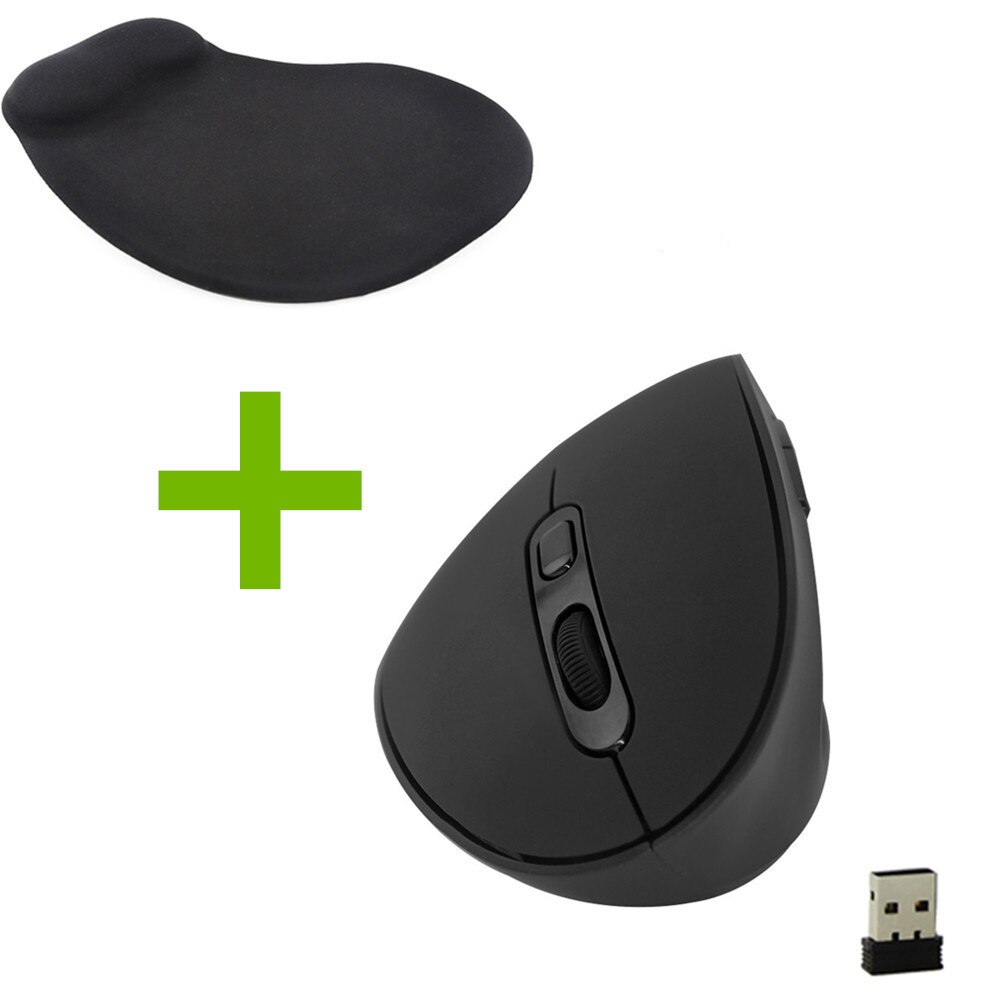 Delux M618SE Wireless Mouse Vertical Ergonomic Mause USB 6D 1600 DPI Computer Gaming Mice With Mause Pad For PC Laptop Desktop: Black Mouse with Pad
