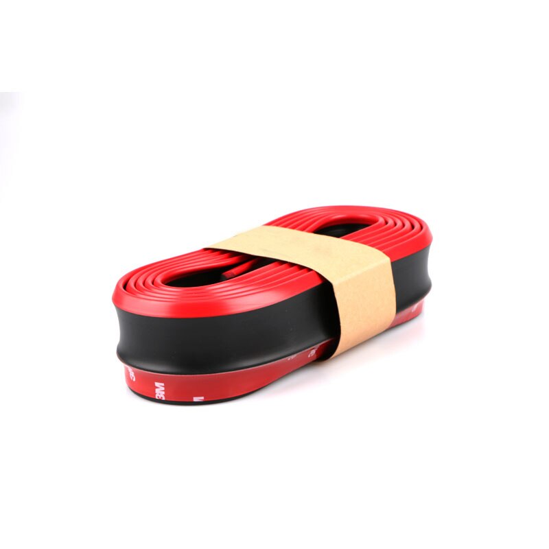 Separador de labios de parachoques delantero Protector de coche de 2,5 m, Kit de carrocería, parachoques de coche de goma de doble Color, accesorios de estilismo para coche: Rojo