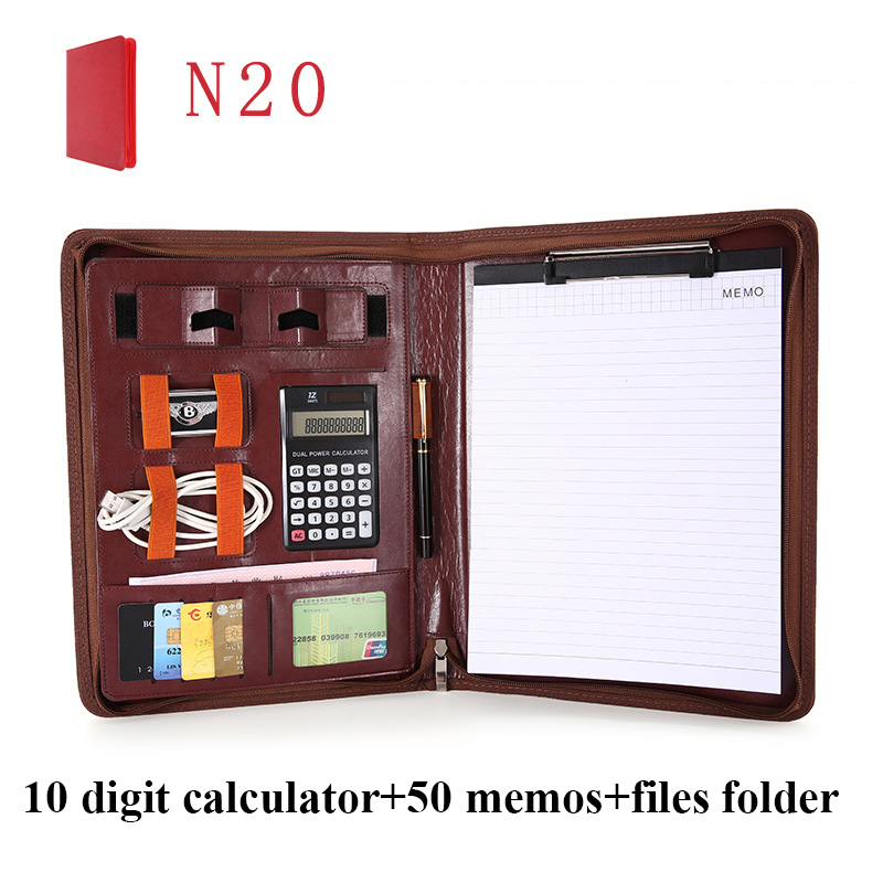 A4 Leather Clipboard File Folder Multi-function Folder Organizer Office Manager Clip Writing Pads Contract Briefcase Portfolio: C4