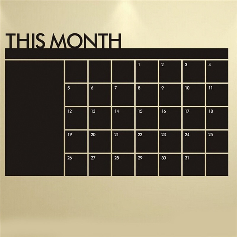 Pizarra extraíble con calendario de mes, pegatinas de pared, planificador, pizarra negra, suministros de calcomanías de vinilo para oficina y escuela,