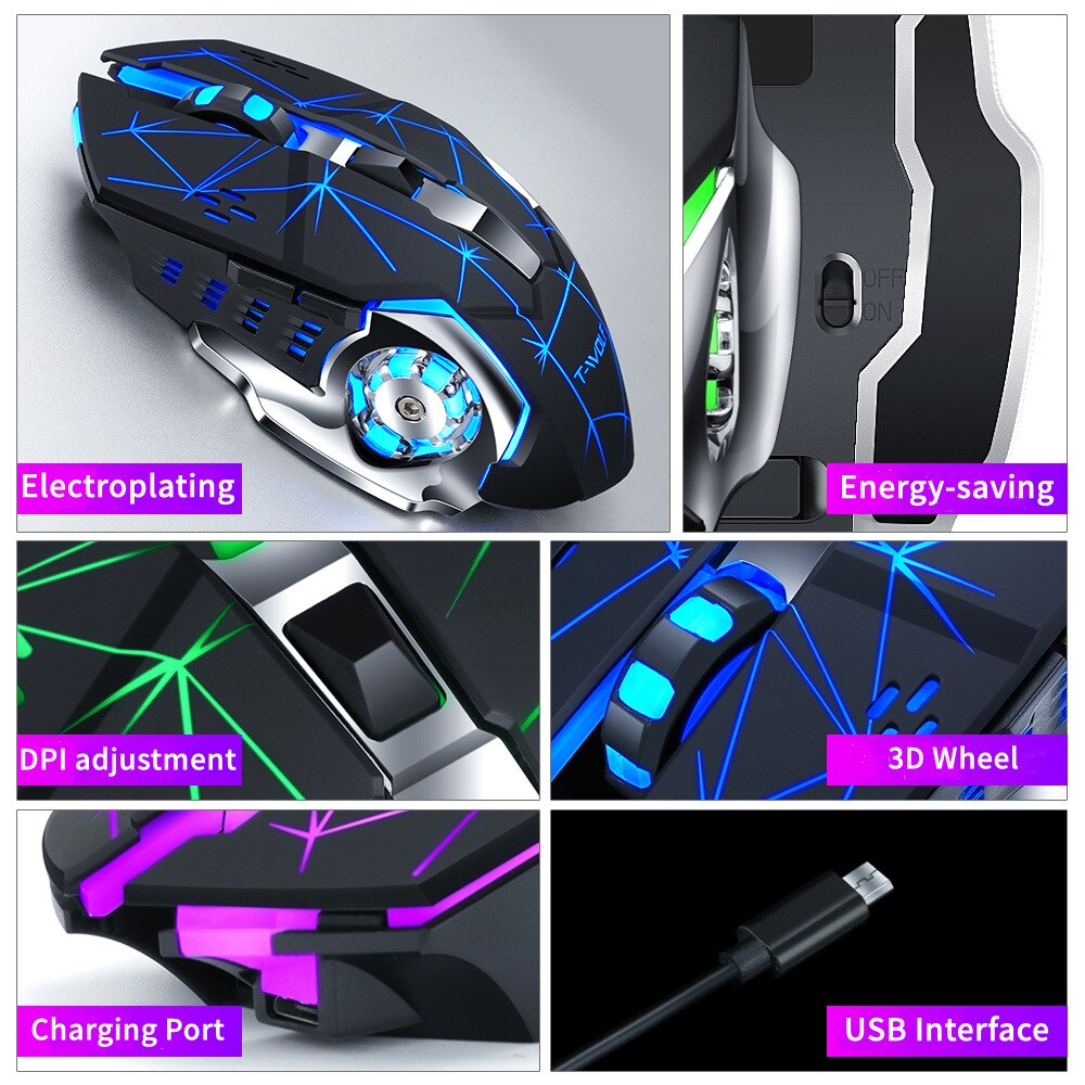 KUU Q13 Profession wireless Gaming Mouse 6 Buttons 2400 DPI LED Optical USB Computer Silent Mouse For PC laptop