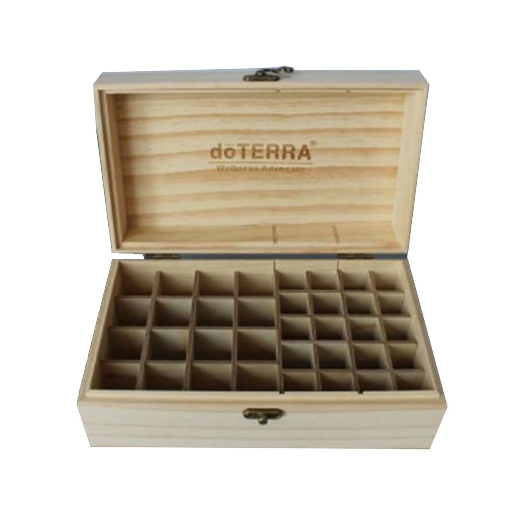 Caja de aceites esenciales de madera de moderno, estuche protector de madera maciza, frascos de aromaterapia, organizador de almacenamiento, 36 ranuras,