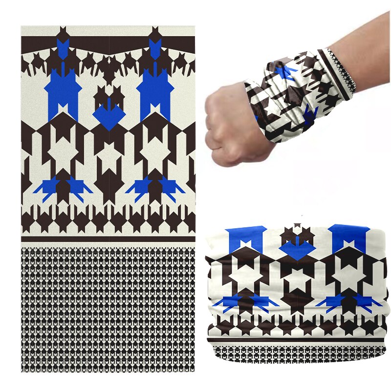 3D imprimé pied-de-poule foulard Plaid magie sport Hijab écharpe bracelet accessoire cheveux pour femme masque anti-poussière en plein air: style6