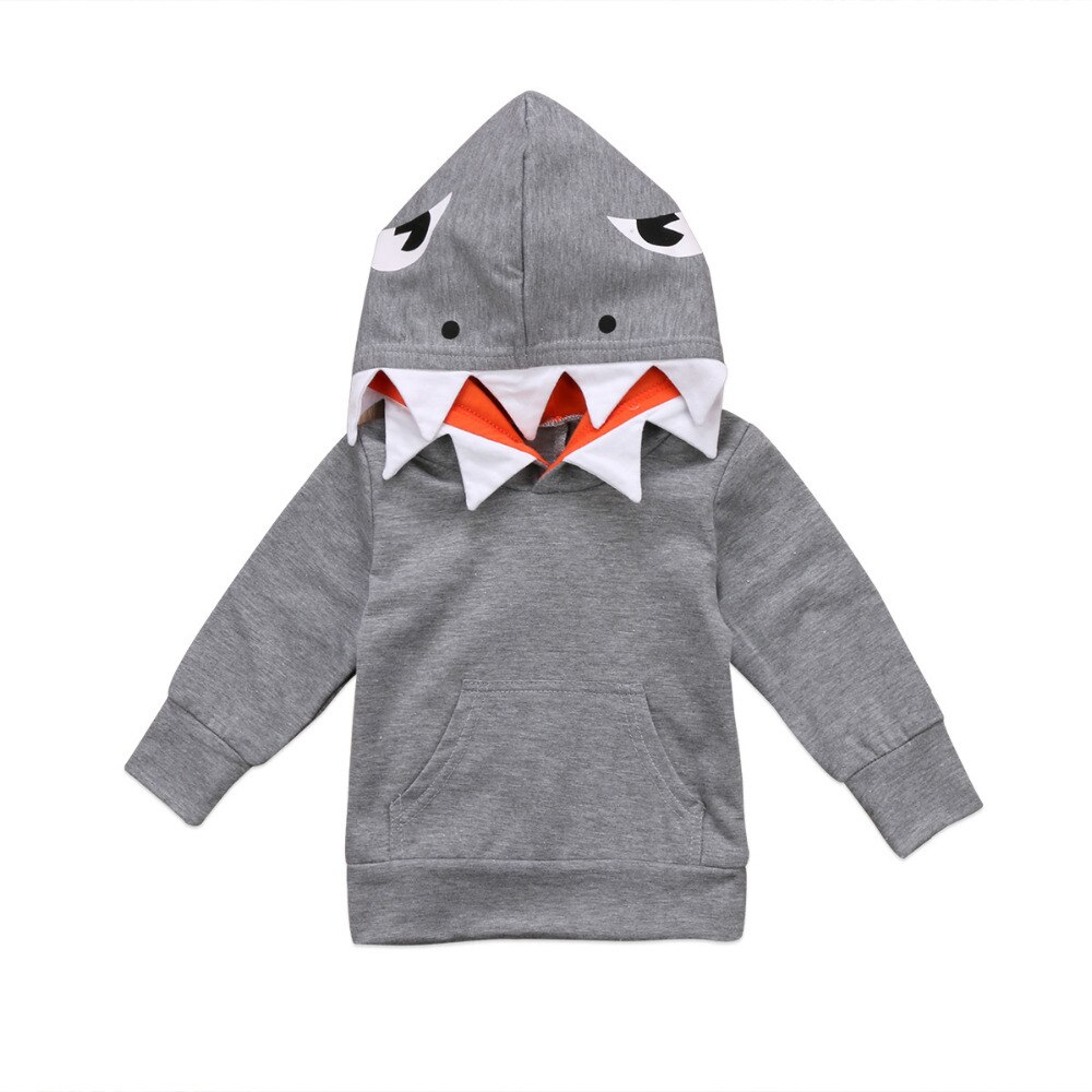 Long Sleeve Shark Pattern Hoodie Top For Toddler and Baby Boy