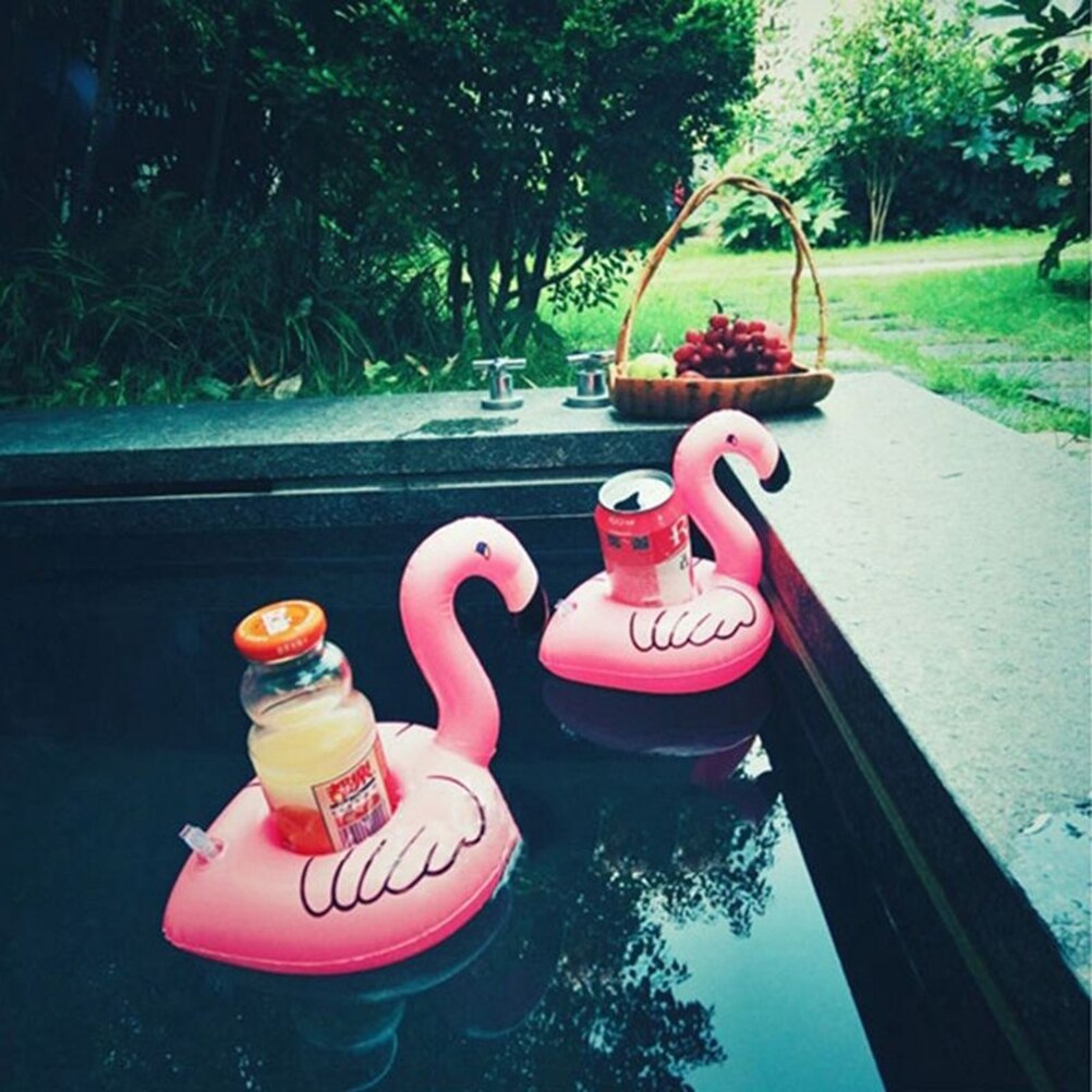 3Pcs Summer Swimming Pool Floating Inflatable Flamingo Holder Water Drinks Cup Beach Mobile Phone Cup Care Floating Row