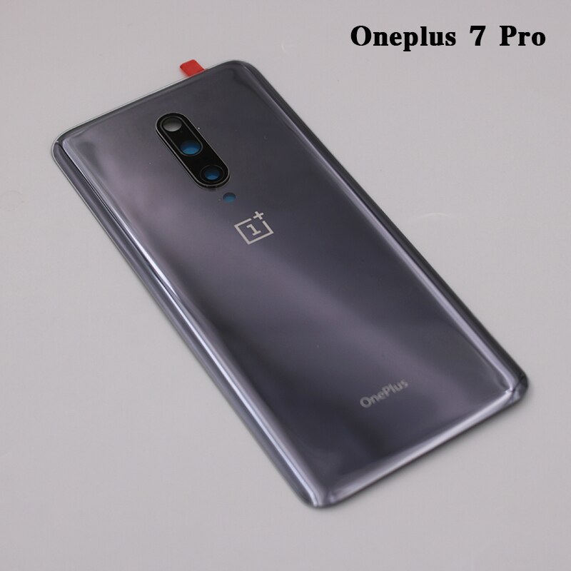 Oneplus – boîtier de batterie pour Oneplus 7 7T Pro 1 + 7T Pro, couvercle arrière en verre avec objectif d&#39;appareil photo et autocollant: 7 Pro Grey