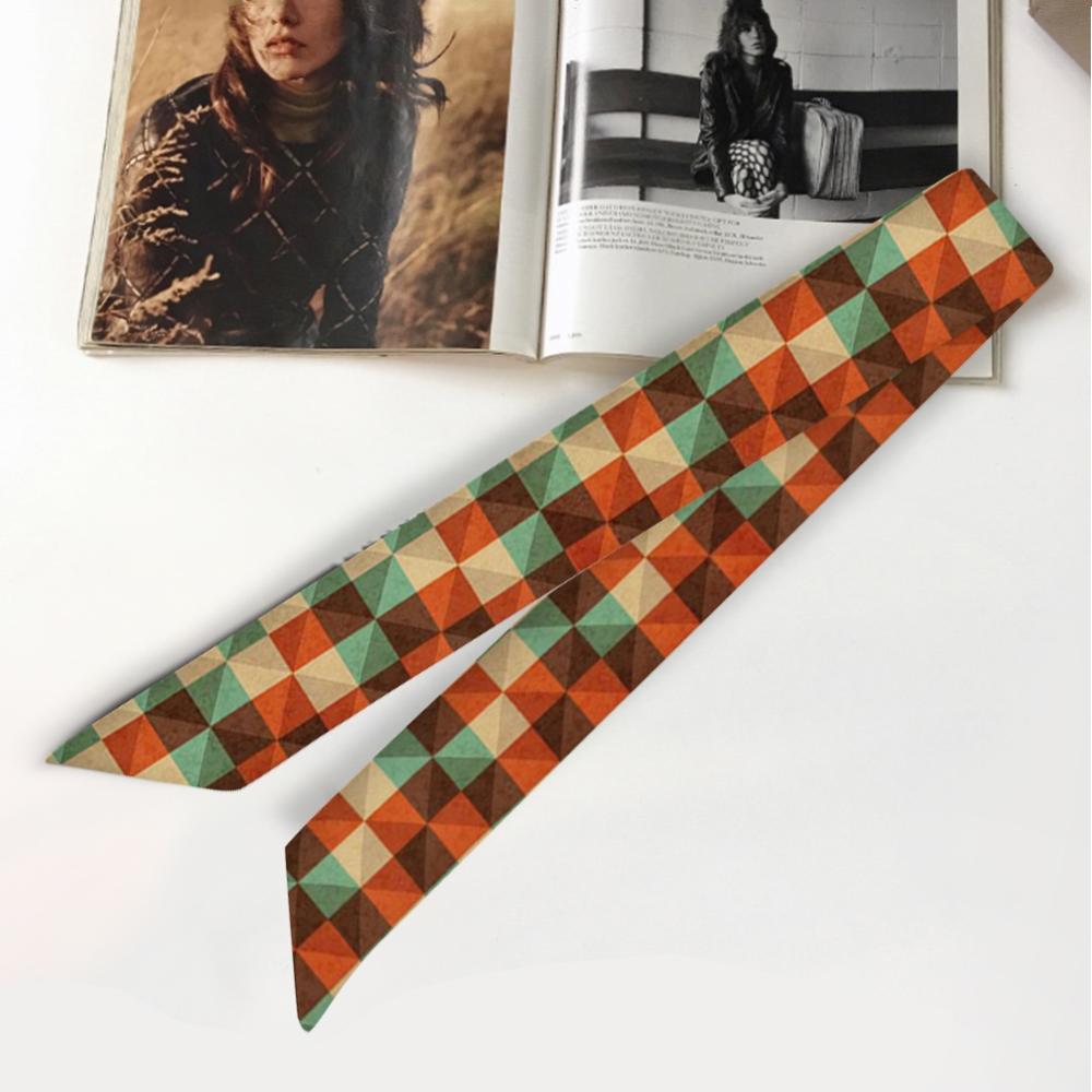 95cm*5cm Women Small Silk Long Scarf Irregular Printed Twill Skinny Scarves Hand Bag Ribbons Cloth Accessories: K