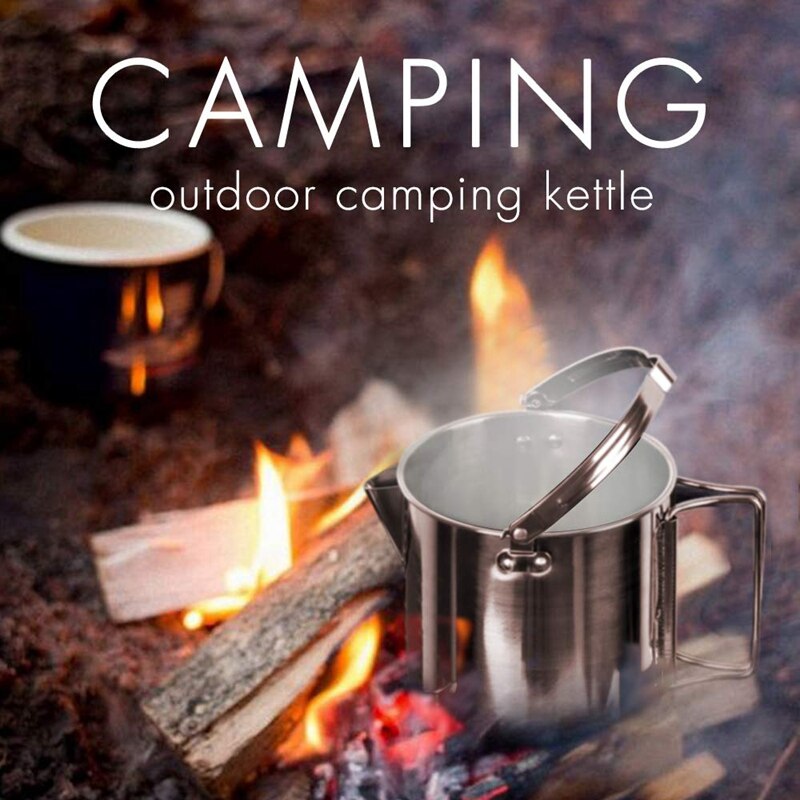 Utomhus camping vattenkokare rostfritt stål kokvatten 1.2l lätt kompakt camping kruka för vandring backpacking picknick