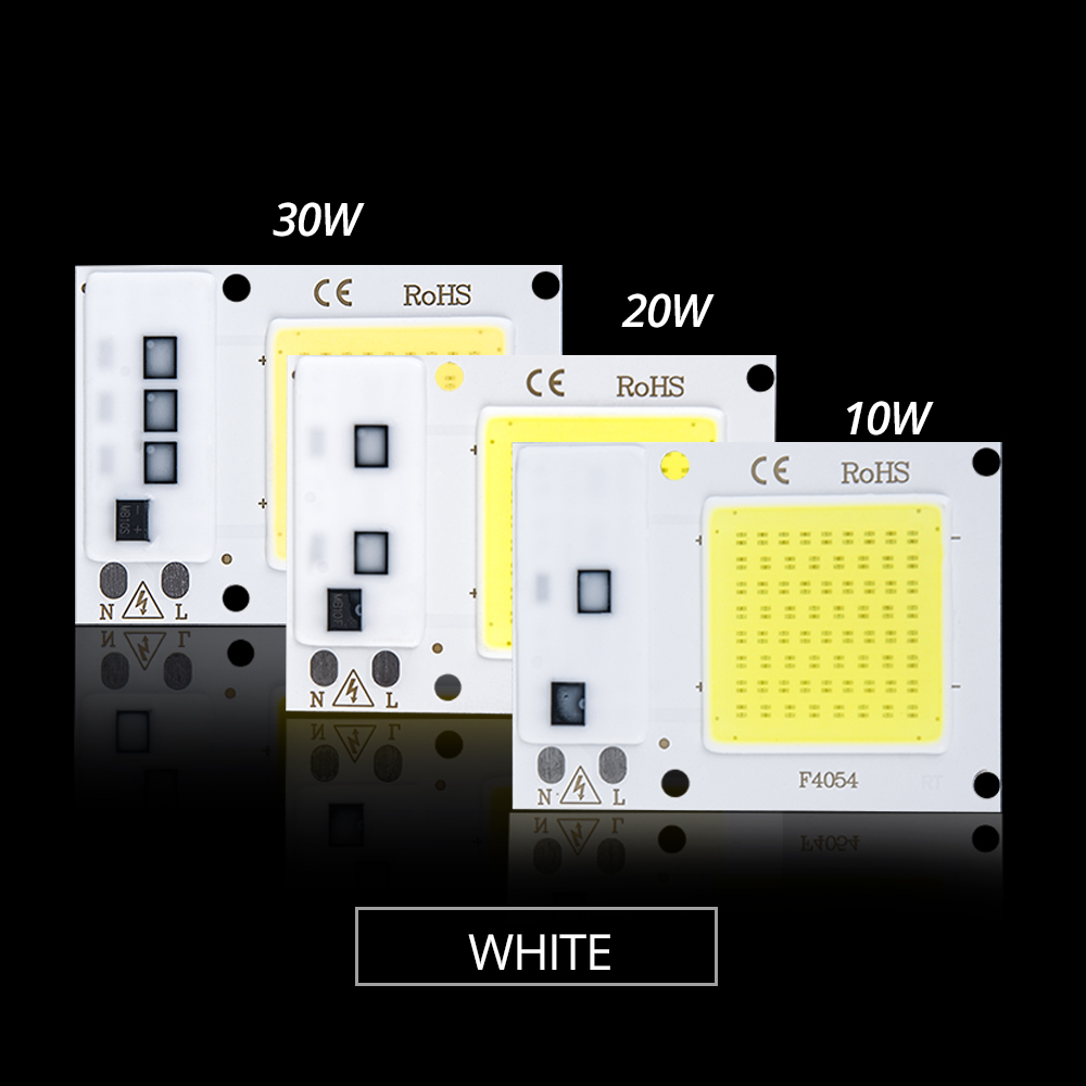 COB puce LED 220V 110V 30W 20W 10W LED perle COB puce Smart IC pas de scintillement LED projecteur pas besoin de pilote bricolage projecteur