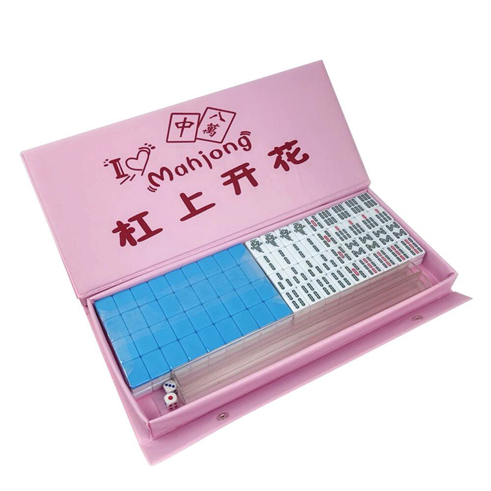 Mini Mahjong Toy Portable Folding Wooden Box Mahjong Set Table Game Mahjong Travelling Board Game Entertainment Interactive Toy: Sky-blue