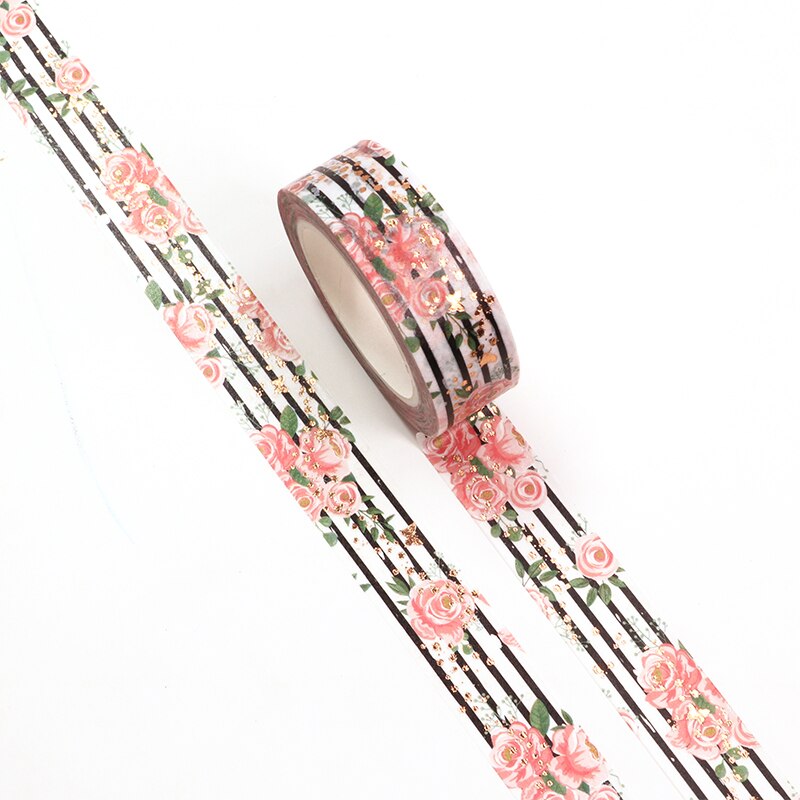 10 Stks/partij 15Mm * 10M Folie Roze Rose Decoratieve Washi Tape Scrapbooking Afplakband Office Supply Masker washi Tape
