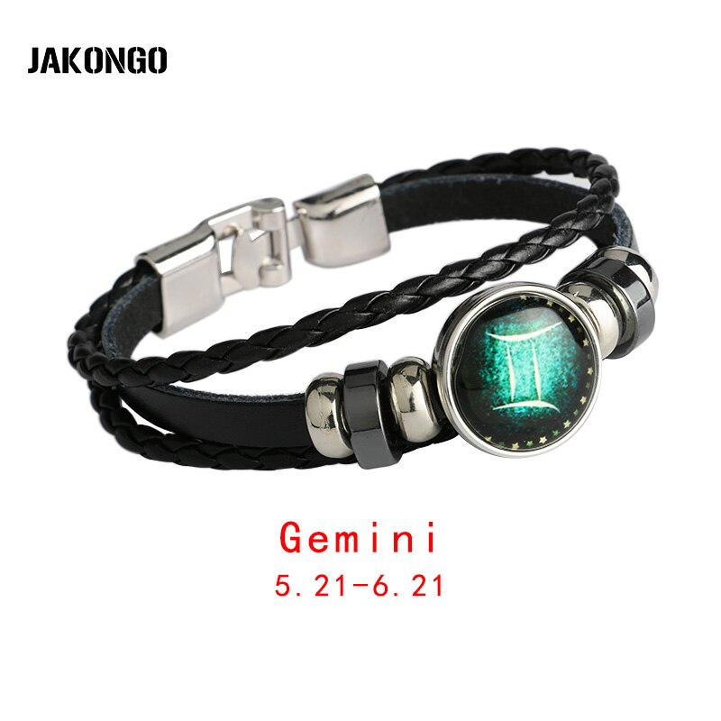 Maagd/boogschutter/waterman/schorpioen/weegschaal/steenbok 12 sterrenbeeld armband heren dames gevlochten leren armbanden & bangles: Tweeling