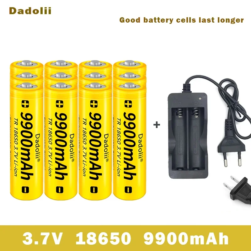 18650 Battery Rechargeable Battery 3.7V 18650 9900mAh Capacity Li-ion Rechargeable Battery For Flashlight Torch Battery+Charger: Orange