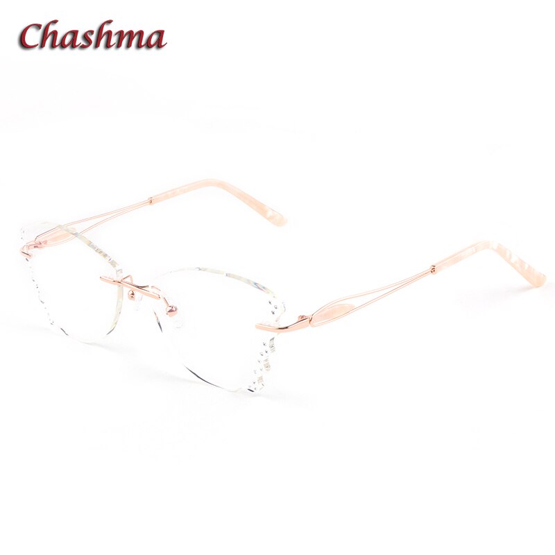 Rhinestone titanium ramme gennemsigtige linser kantløse briller lys ramme kvinder gradient glas recept gradueringsbriller