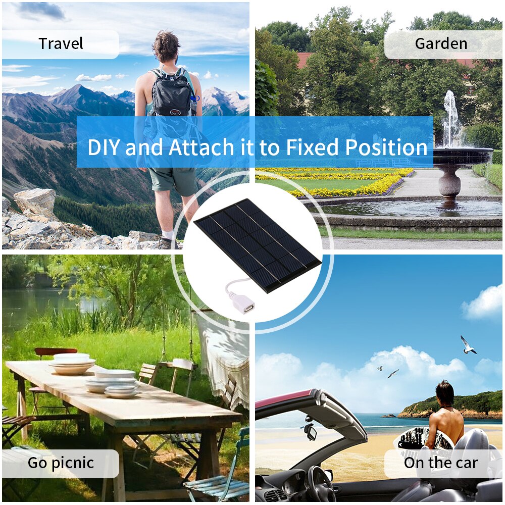 USB Solar Panel Outdoor 2.5W 5V Portable Solar Charger Pane Climbing Fast Charger Polysilicon Tablet Solar Generator Travel