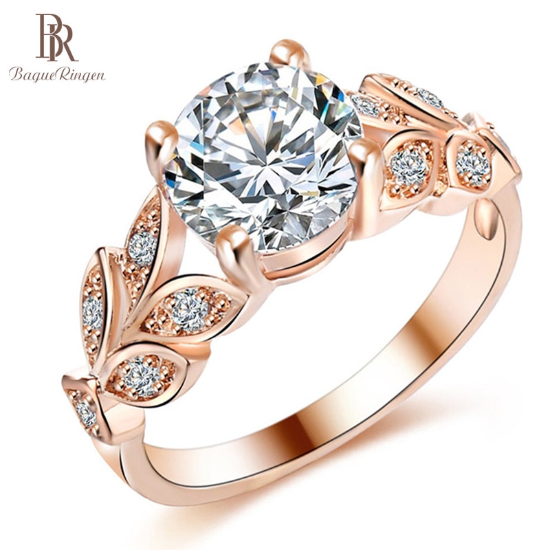 Bague Ringen 925 silver jewelry Rings For Women Temperament Flower Zircon ring RoseGold Color Anniversary Birthday