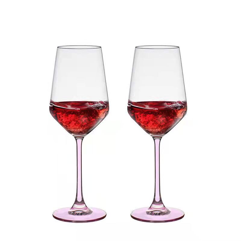 Vasos de cristal de Color rosa para cocina, Copa bonita, utensilios de cocina, champán, Burdeos, de boda, de amante de cumpleaños, 2 piezas