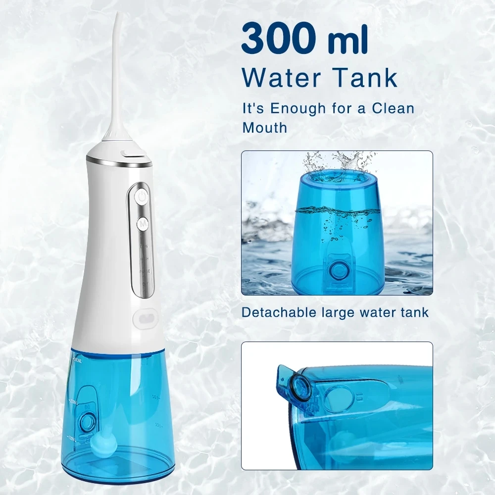 Xiaomi-irrigador Dental de agua, hilo Dental, selección de dientes, lavadora bucal, 5 boquillas, 3 modos, recargable por USB, tanque de 300ml
