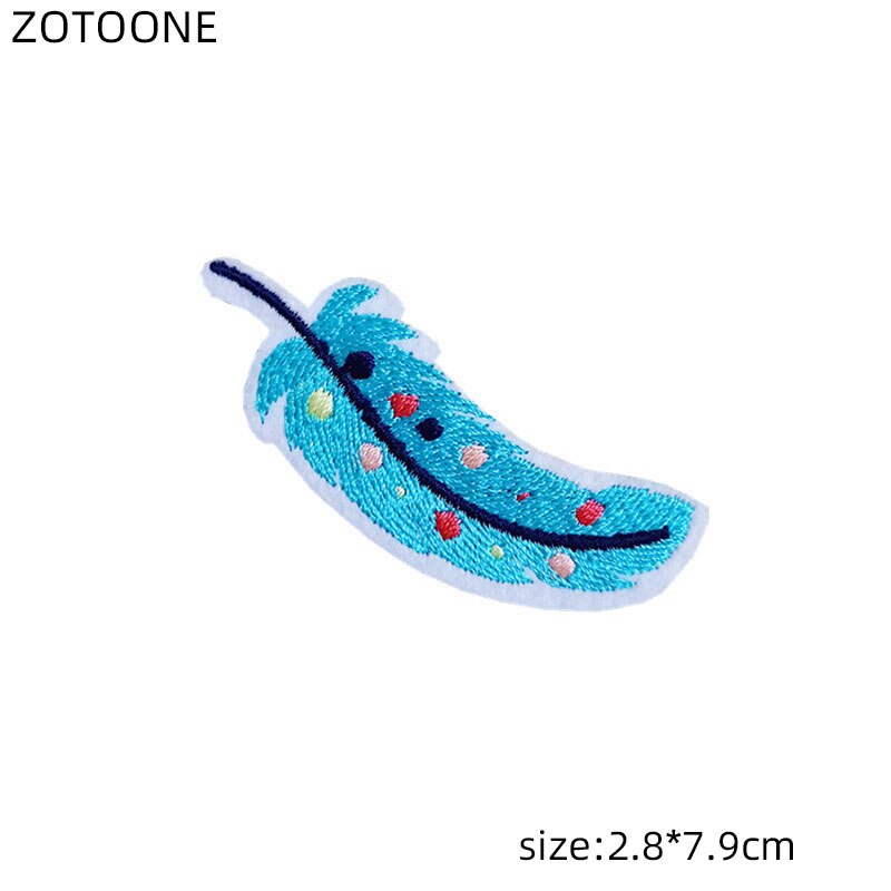 Zotoone Geborduurde Badge Ijzer Op Veer Patch Warmteoverdracht Voor Kleding Jeans Diy Kameel Cactus Patches Voor Kinderen Tas Applique E: Blauw