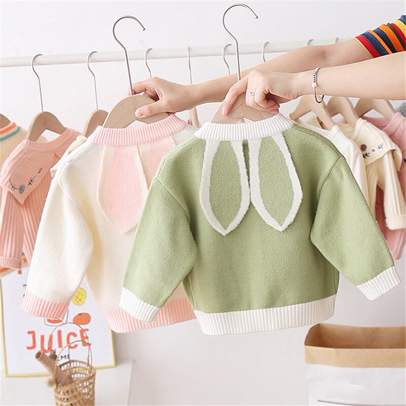 Veste en tricot pour fille de 1 à 3 ans, joli motif de lapin, pull, automne