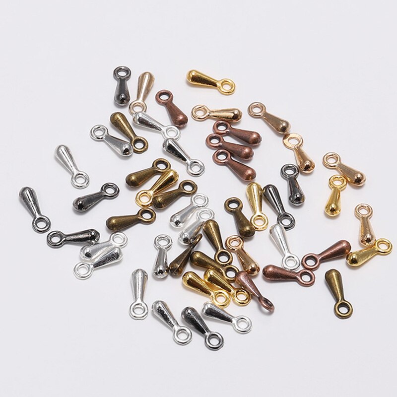 200 sztuk/partia złota kropla wody wisiorek koniec koraliki 2*7 3*9mm dla ogon Extender Chain DIY tworzenia biżuterii ustalenia akcesoria