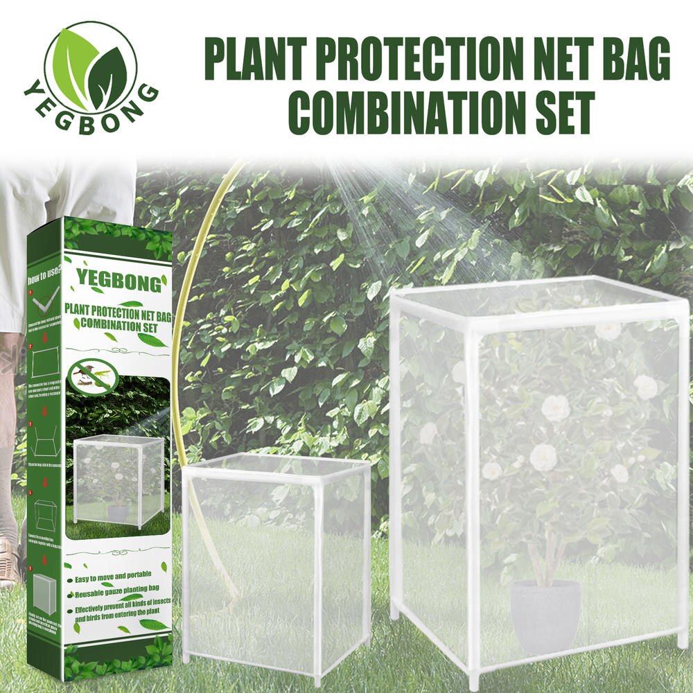 Garden Insect Protection Net Bug Insect Bird Net with Stand Barrier Vegetables Fruits Flowers Plant Protection Greenhouse