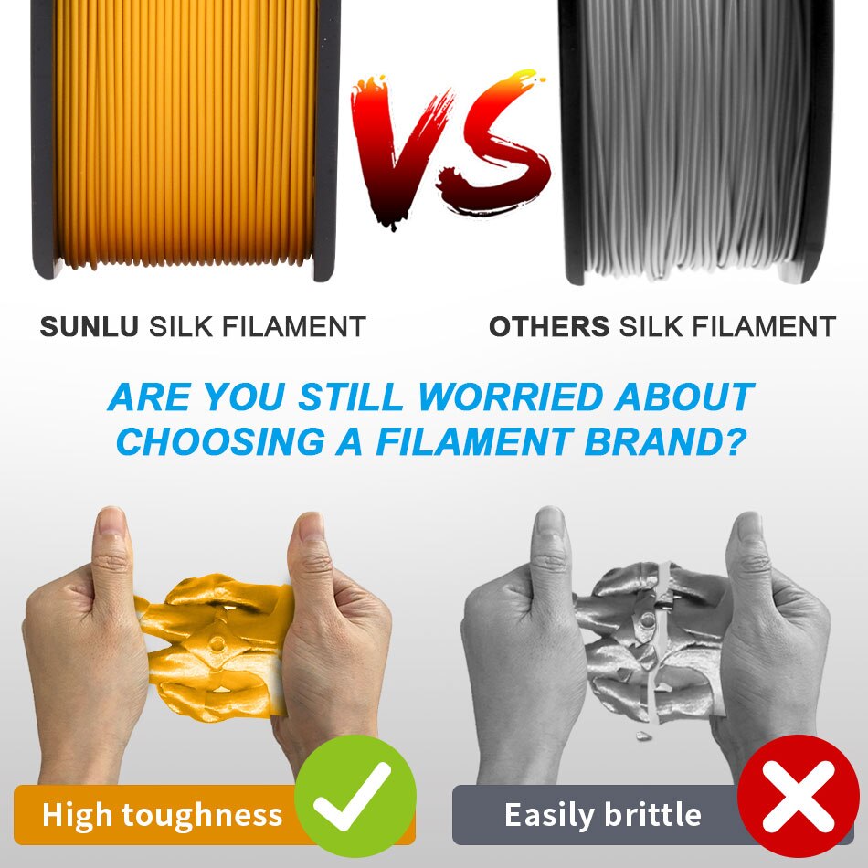 SUNLU Filament PLA Plus 1.75MM 1KG Silk PLA 3d Filament For 3d Printer Supplies Neat Winding Printing No Tangle