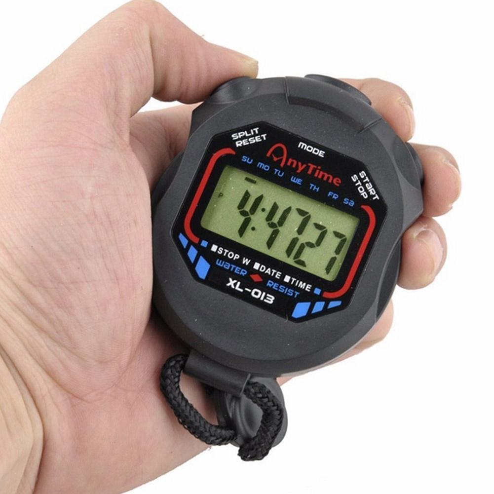 Digitale Handheld Lcd Chronograaf Sport Stopwatch Timer Stop Horloge Met String