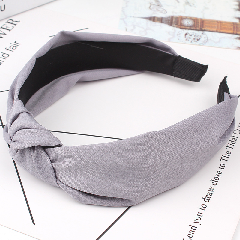 Women Girls Headdress Solid Cloth Headband Wrap Hair Hoop Bezel With Teeth Female Hair Accessories Hairband Headwear: Lake Blue