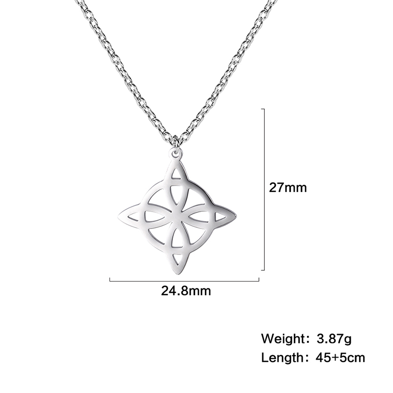 Clásico collar de nudo de bruja la Trinidad de la Media Luna masculina y femenina une amuleto de buena suerte joyas de acero inoxidable Amuleto de protección celta navideños de año