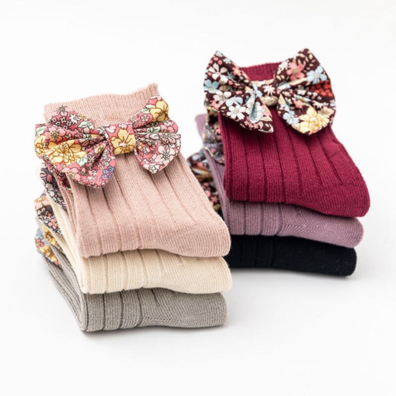 Zoete Bloemen Bows Baby Girl Sokken Zachte Katoenen Kinderen Korte Sokken Lente Herfst Kids Peuter Vloer Sokken Baby Accessoires 1-3Y