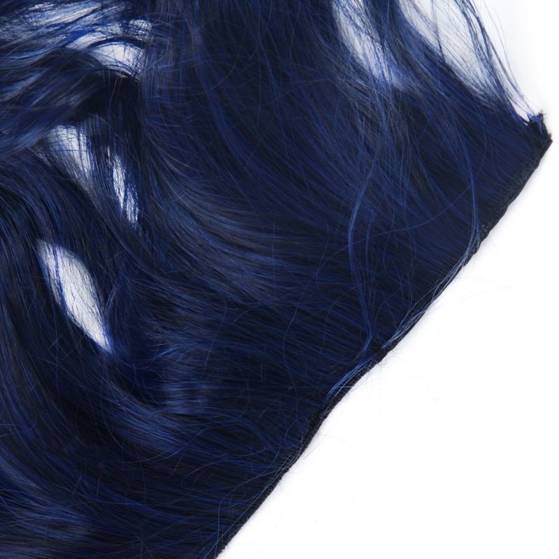 20 "Twee Kleuren Gemengde Dip-Dye Kleur Krullend Clip In Hair Extension Voor Dromerige Meisjes (Kleur: zwart + Blauw)