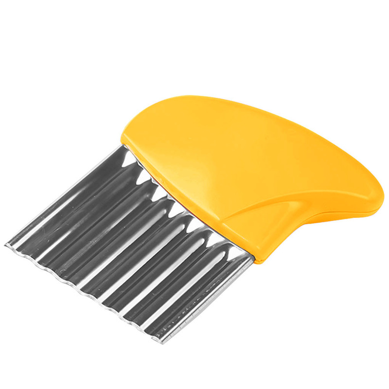 Stainless Steel Potato Chip Slicer Dough Vegetable Fruit Crinkle Wavy Slicer Knife Potato Cutter Chopper French Fry Maker 1/4pcs