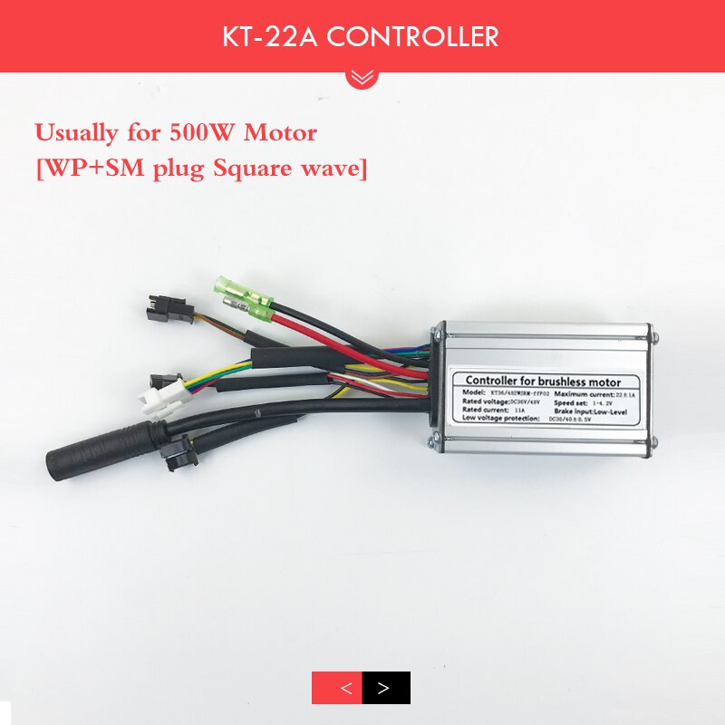 Electric Bike Controller 36V48V 22A Ebike KT Controller For 500W 9 Brushless Motors controller Electric Bike Conversion Kits: WPSM Squarewave