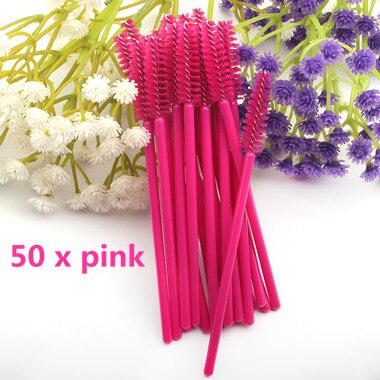 50/100 PIÈCES Cils Brosse Faux Cils Brosse Mascara Cils Maquillage Brosse Mascara Pinceaux Jetables pour 3D Volume Cils: 50pcs Full Rose