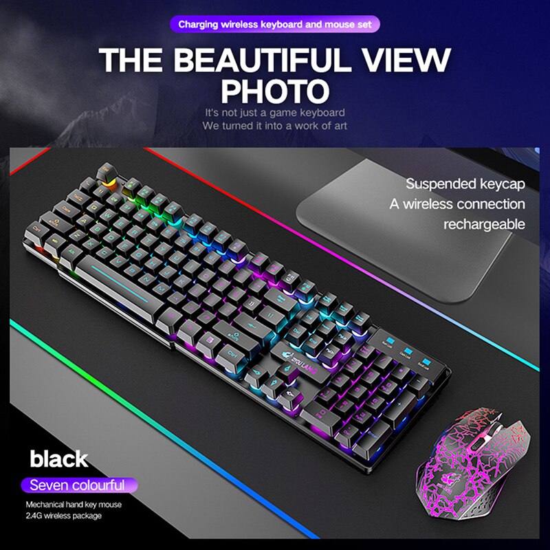 Gaming Keyboard and Mouse Wireless PC 2.4G Keyboard Optical Mouse 2400dpi Usb Gamer Keyboard Set Computer Laptop Keyboards