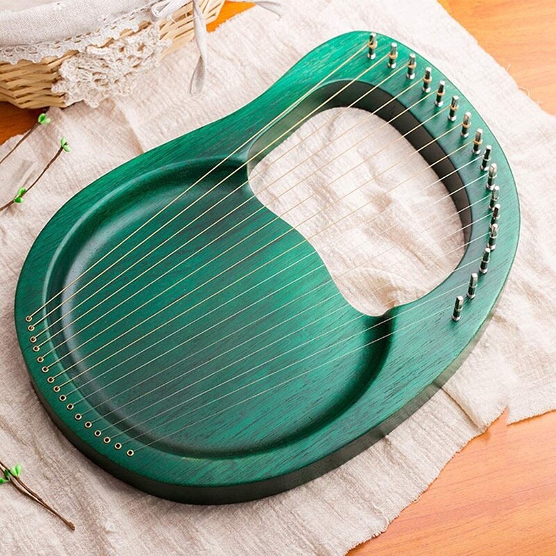 Lyre Harp 16 cuerda Harp Heptachord madera sólida caoba Lyre Harp con llave para afinar para amantes de la música niños adultos