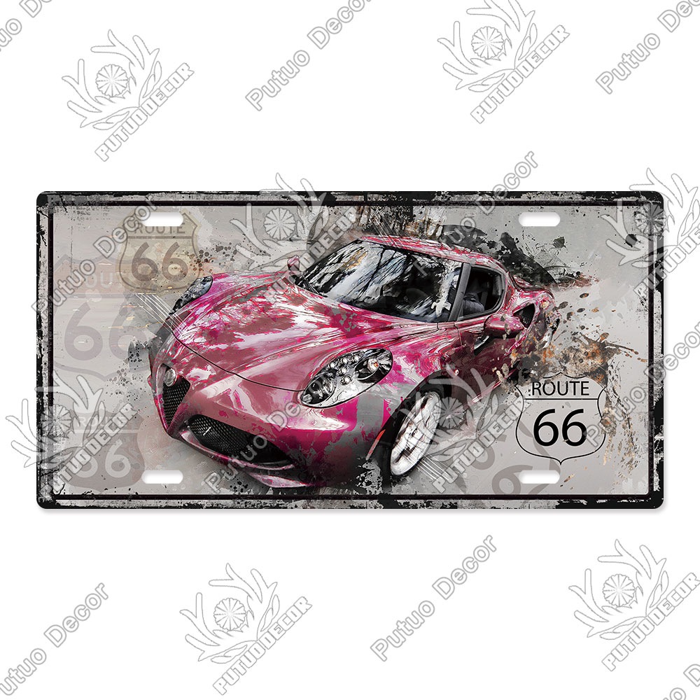 Putuo Decor-placa de matrícula Route 66, letrero de Metal Vintage para Bar, Pub, Gasolinera, garaje, hombre, cueva, decoración de pared del hogar: LP2621