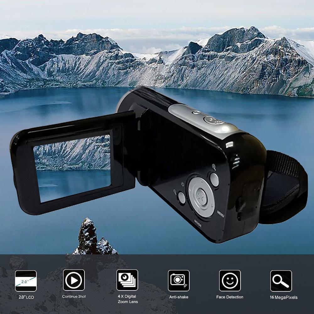 Écran LCD caméscope vidéo HD 1080P appareil photo numérique portable 4X Zoom numérique SD/MMC voiture 2 pouces TFT affichage 16 millions de pixels: black