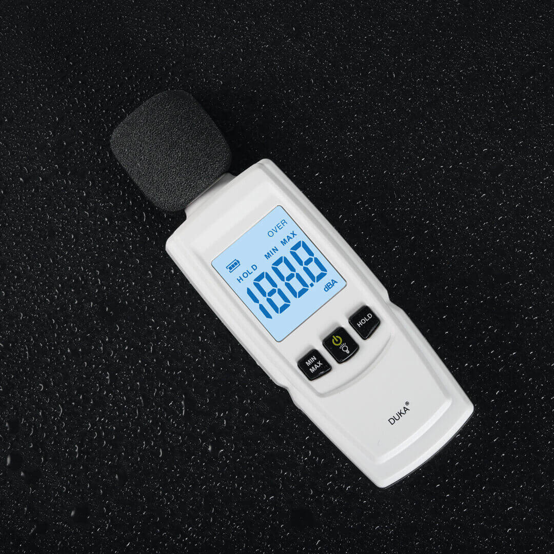 DUKA FB1 Sound Level Meter Digital Handheld DB Audio Tester 30-130dB Decibels Mini Noise Measuring Instrument HD Backlight